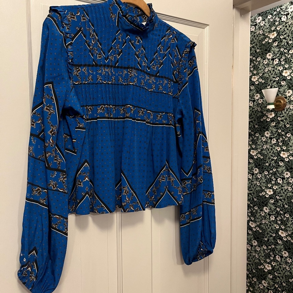 Blue silk Ganni top